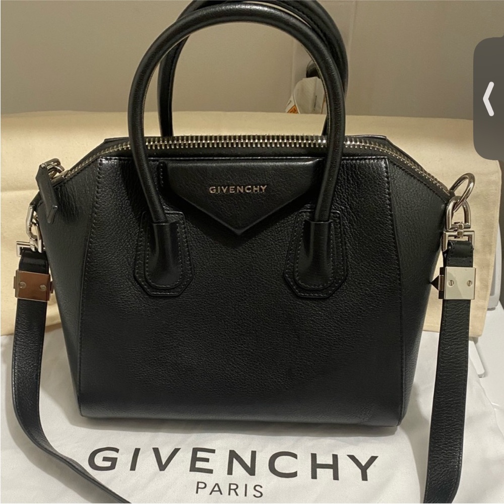 Givenchy Antigona Small Black Satchel with Structured Design and Silver Hardware